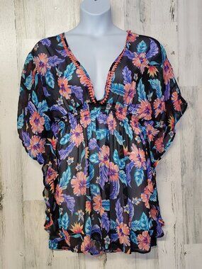 Miken Tropical Hibiscus Swimsuit Cover Up XL